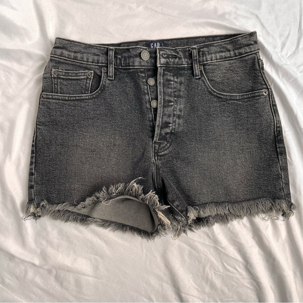 Gap Washed Black High waisted Cutoff Denim Shorts - Women’s Size 28 Regular